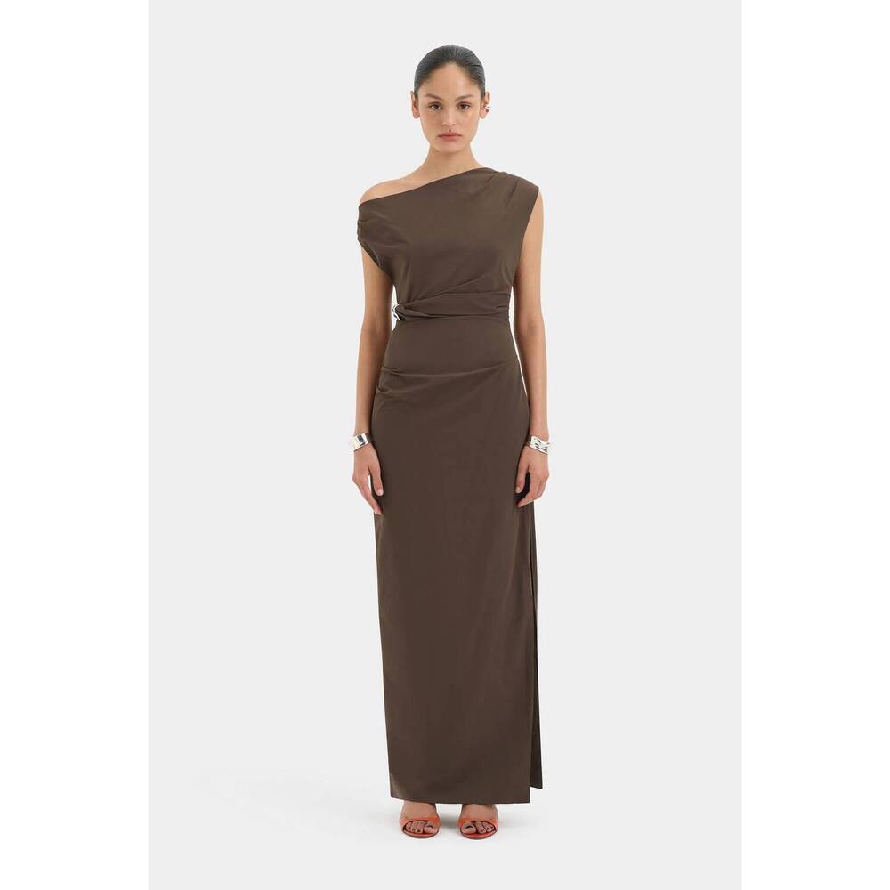 NEW SIR. sol off shoulder gown in mocha